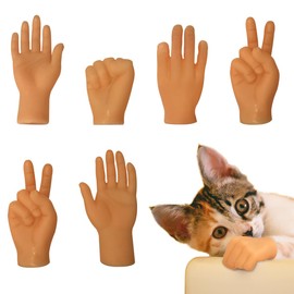 6 Pcs Cute Mini Hands for Cats,Tiny Human Hands for Cats,Rubber Mini Tiny Finger for Cats