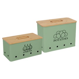 Gdfjiy Potato Onion Kitchen Storage Canisters,Storage Bin For Kitchen 2 Pack Set,potatoe, Potato Storage Box，storage And Long Shelf Life With Aerating Tin Storage Holes-Green
