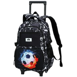 Bluboon Rolling Backpack with Wheels Kids Backpack for Boys Teens Wheeled Bookbag Kids Luggage Travel Hiking (Camouflage Black 9)