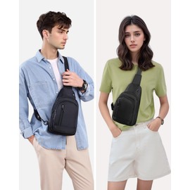 Seoky Rop Sling Bag Crossbody Backpack for Men Women Small Purse Chest Shoulder Bag for Travel Hiking Daypack Black