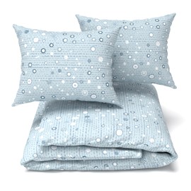 LARAWELL Duvet Cover Queen Size, 100% Cotton Premium Duvet Cover Set with Zipper Closure, Blue Snowflake Cotton, 1 Duvet Cover 90"x90" and 2 Pillow Cases 20"x26"