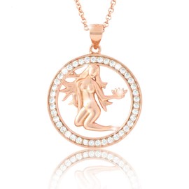 PAVELS Elegant women's necklace chain zodiac sign virgin rose gold plated shiny zirconia in AAA quality from the Eclipse collection including jewellery box and certificate of authenticity, Silver,
