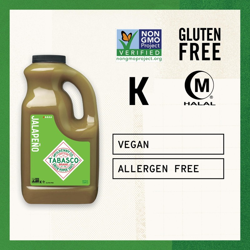 TABASCO Brand Green Jalapeno Pepper Sauce, Mild Hot Sauce, Bulk