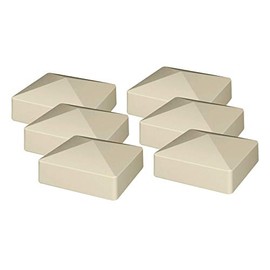 6-Pack Tan/Almond PVC Vinyl 4 inch x 4 inch External Pyramid Post Cap