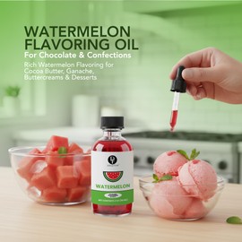 Dolce Flav Watermelon Extract – 2 Ounce Oil-Soluble Kosher, Sugar-Free, Concentrated Juicy Watermelon Flavoring for Baking, Chocolates & Desserts, Includes Measured Dropper