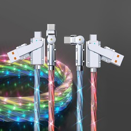 Light Up USB-C Cable 2Pack 6.6ft LED Charger RGB USBC to USBC Charging Cord