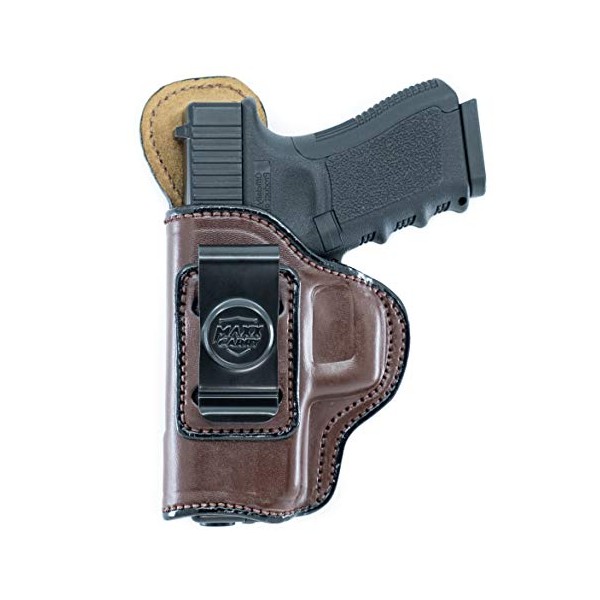 Maxx Carry IWB Leather Gun Holster for Sig Sauer P365 Nitron Micro Compact 9mm, P365 SAS, P938, Brown, Left Hand Draw
