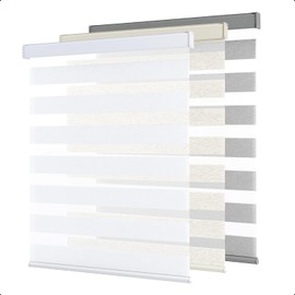 SHECUTE Cordless Zebra Blinds for Windows, Zebra Roller Window Shades for Day & Night, Light Filtering Room Darkening Window Blinds for Home and French Doors(White, 34.5"W x 64"H, Support Custom Size)