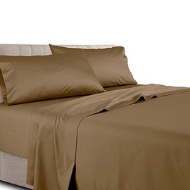 Royal Tradition Solid 300 Thread Count, 100 Percent Cotton 4PC California King Bed Sheets Set with Deep Pockets, Taupe