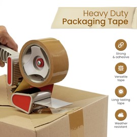 Abacus Range Brown Packaging Tape - Parcel Tape - 6 Pack Low Noise - Strong Heavy Duty Durable Brown Tape for Packing Boxes, Moving, Secure Packing Tapes - 48mm x 66m