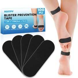 100 PCS Blister Prevention Tape, 1.2in x 3.5in Blister Tape, Precut Blister Bandages for Toes, Heels, Foot Surfaces, Fingers - Black