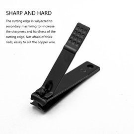 Nail Clipper Set, 4PCS Manicure Set Fingernail Clippers Kit Black Stainless Steel Pedicure and Manicure Kit with Brown PU Leather Case