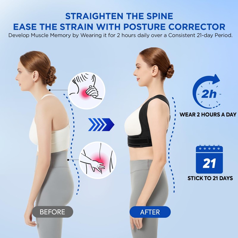 Vicorrect Posture Corrector for Women and Men: Adjustable Upper Back
