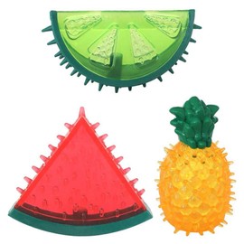 3pcs Freezable Pet Teether Cooling Chew Toys Summer Fruit Lemon Pineapple Watermelon Design Bite- Resistant Dog Cooling Chew Toys for Dogs Teething Toys for Small Dogs Puppies