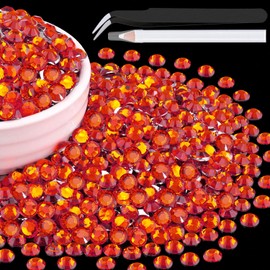 1500PCS 6mm Resin Rhinestones Bulk for Crafting (Red Zircon), Flatback Bedazzling Crystals for Crafts DIY Nail Decoration, Gems Charms for Tumbler Shoes Clothing Fabric with Pickup Pen and Tweezers
