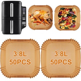 Pack of 100 Airfryer Baking Paper for Ninja Double Stack XL SL300EU, Baking Paper Hot Air Fryer for Ninja Foodi 7.6L Dual Zone Air Fryer, Hot Air Fryer Accessories for Ninja SL300EU