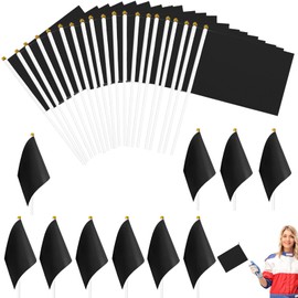 Custom Flag DIY Blank Mini Garden Flags - 30 Pack, 8.2 x 5.5 Inches, Black Color, Plastic Sticks, Perfect for Parties, Holidays, Garden Decor