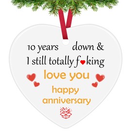 Funny 10 Years Anniversary Keepsake 10th Anniversary Wedding Gift for Couple Christmas Ornament 10th Anniversary Tin Gifts 10 Years of Marriage Gifts for Couple Wife Husband Christmas Tree Decoration