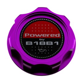 VMS RACING PURPLE OIL CAP with Powered by B18B1 Emblem in CNC Machined Billet Aluminum Compatible with Honda Integra 92-01 1992-2001