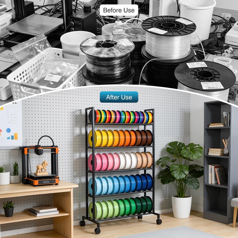 IRONWALLS 3D Printer Filament Rack with Wheel, 5 Tier, 51"