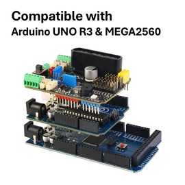 NULLLAB Motor Driver Hat for Arduino, Max 3A High Current, 4 DC or 2 Stepper or 4 Encoder Motors, 8 Servo Motors, PCA9685 Expansion Shield with PS2 Interface, Compatbile with UNO R3, Mega2560