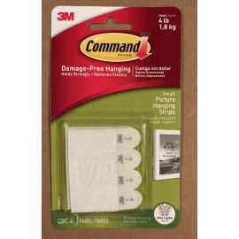 Command 2x Command Small Picture Hanging Strips, Damage Free Hanging 4 pairs ea pack NEW
