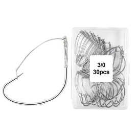 UNYLE 30 Pack Weedless Fishing Hooks Wacky Rig Hooks, Carbon Steel Bass Fishing Hooks with Weedless Guard for The Wacky Rig & Neko Rig Worm Lure Baits 3/0