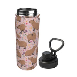 Capybara Gifts Capybara Thermos Mug Kawaii Water Bottle Birthday Gifts Stainless Steel Vacuum Insulated Bottle for Hot or Cold Drinks Adorable Travel Mug, Pink