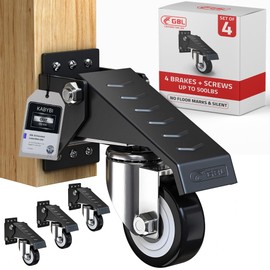GBL Heavy Duty Retractable Workbench Caster Wheels + Screws - Set of 4 Castor Wheels up to 500Lbs - No Floor Marks Castors for Portable Furniture or Work Bench