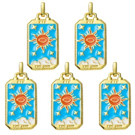 LEGENTLISUR 5Pcs Sun Tarot Charms for Jewelry Making Evil Eye Alloy Enamel Pendant Charms for Bracelets Necklace Earring DIY Supplies(Blue)