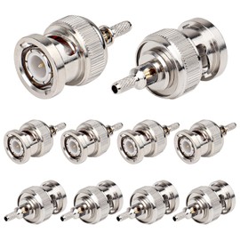 XRDS - Conectores de crimpado BNC RF 10 unidades, BNC macho conector de soldadura para cable coaxial RG316 RG174 RG188 RG188A LMR100, RG316-BNC-J-10PCS