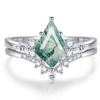 OLIVIASO Engagement Rings for Women,Moss Agate Rings Set for Women,925