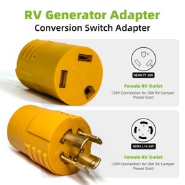 Portvoi NEMA L14-30P to TT-30R 30 Amp RV Generator Power Adapter, 4 Prong 30A L14-30P Locking Male 125/250 Generator Plug to TT-30R Female Outlet ETL Listed