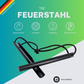 tre® Fire Steel Flint XXL - Premium Fire Starter with Ergonomic Striker - Optimal Power Transmission, Compact Design, Lifetime Replacement Warranty, Outdoor, Camping, Fire & Survival Equipment