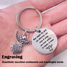 Guardian Angel Keychain, Travel Prayer Gifts, Remember to Be Safe Keychain for Drivers, Traveler, Adventurer, Pilot (Guardian Angel Keychain)