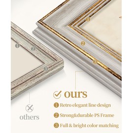 Afuly 8x10 Picture Frame Vintage Picture Frames Antique Retro White Gold Edge Photo Frame Gallery Wall Hanging Tabletop Display for Home Decor Birthday Gifts for Grandma Mom