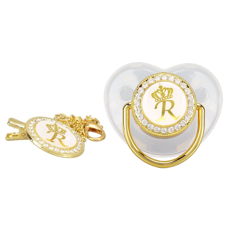 Baby Pacifier, Christening Chain Gold Bling R
