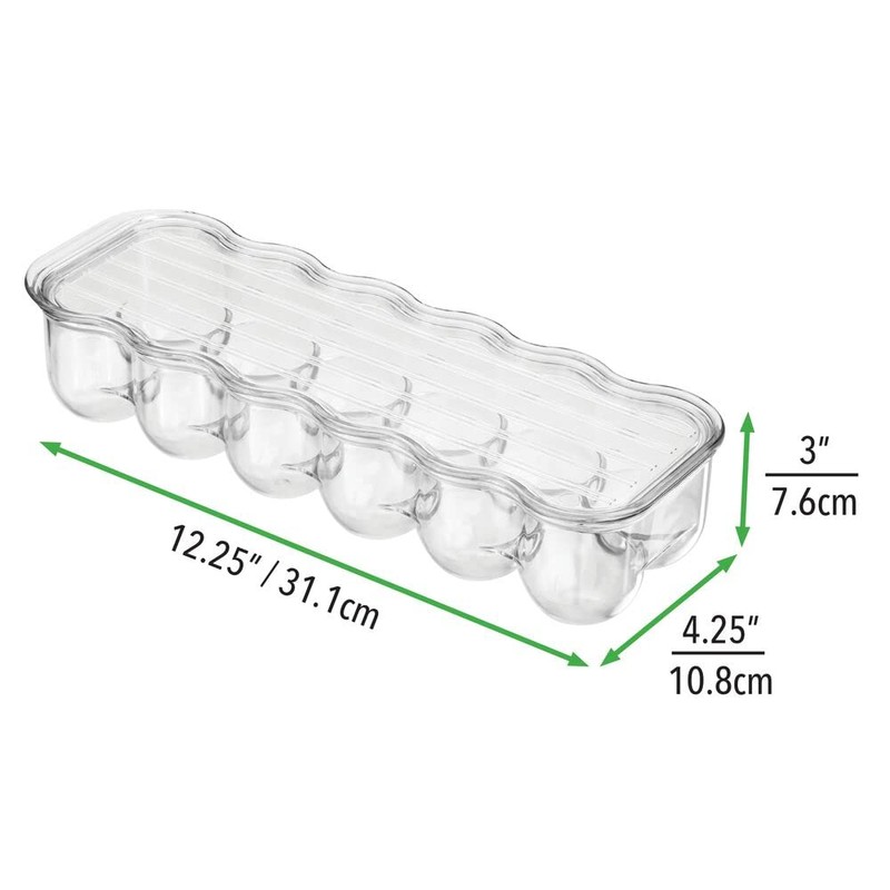 mDesign Stackable Plastic Covered Egg Tray Holder, Storage Container and