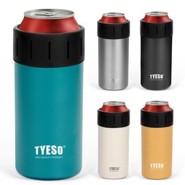 TYESO Can Holder, Cold Insulation, Plastic Bottle, Insulated, Cold Can Holder, Tumbler, 2-Way Type, 11.8 fl oz (350 ml), 16.9 fl oz (500 ml), For Cans, Anti-Slip, Vacuum Insulated (Blue, 16.9 fl oz