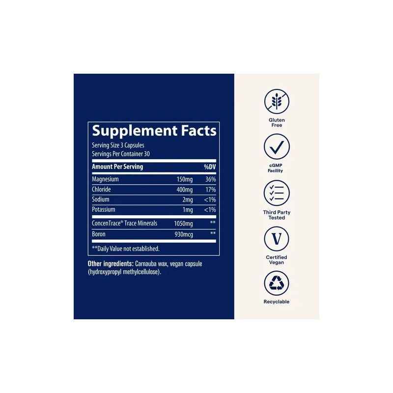 Trace Minerals Suplemento Nutricional Cápsulas Minerales Vegano Sin Sabor 90