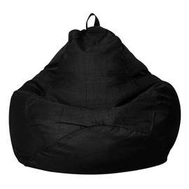 Souarts Sofa Cover Linen Bean Bag Chair Sofa Cover Seat Bean Bag Removable Breathable Comfortable Protector for Lazy Lounger Sofa Size S/M/L (Black, 90×110cm)