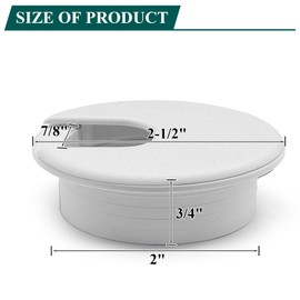 Litoexpe White Desk Cord Grommets 2 Inch, Plastic Grommet Cable Hole Cover for Office Equipment, Computer Desk Wires - 2 Pieces