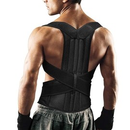 Zen Zen Faja corrector de postura y soporte deportivo con 2 barras de apoyo Unisex hombre y mujer (Negro, S)