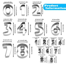 Realand 2 Set 18Pcs Number Cookie Cutters, 8cm Large+ 2.5cm Small Cookie Cutters Variety Pack for Holiday Birthday, Stainless Steel 0-8 Cute Cookie Cutter Set for Kitchen Baking