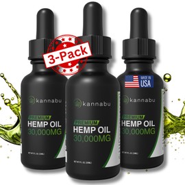 Kannabu Premium Hemp Oil | Complete Source of Omega 3 6 9 Fatty Acids, Essential Amino Acids & Antioxidants | Hemp Seeds | Vegan Gluten Free Kosher Non GMO (1 Fl Oz - Pack of 3)