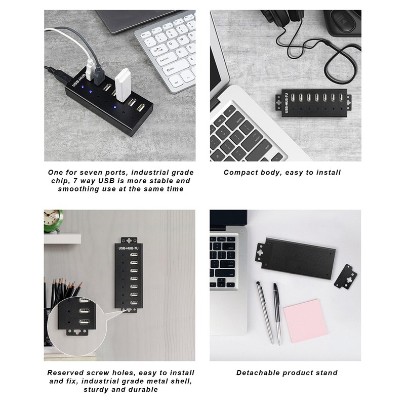 7 Port USB HUB Industrial Grade USB2.0 HUB Multiple Protection