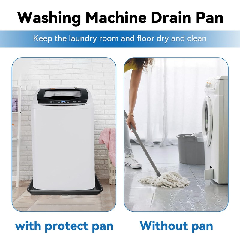 Uni-Green 30x32In Washing Machine Drain Pan, Raised Edge, 1" Drain