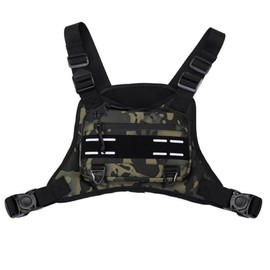 CamGo Tactical Outdoor Sports Chest Bag for Men, Molle EDC Vest Chest Pack for Sports Running Hiking Workout (#01-Black CP)