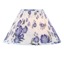 Aspen Creative 33179, Hardback Empire Transitional Spider Lamp Shade, Mushroom Pleated White with Blue Floral Print Designed Fabric, 7" Top x 18" Bottom x 11-1/2" Slant Height
