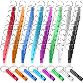 Hollowfly 200 Pcs Emergency Whistles with Keychains Aluminum Extra Loud Survival Safety Waterproof Whistle Key Chain Bulk for Outdoors Sports Referee Lifesaving Training(Multicolor)